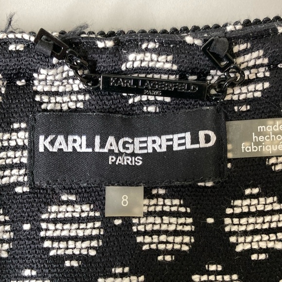 Karl Lagerfeld Black & White Fringed Short Jacket - Picture 6 of 13